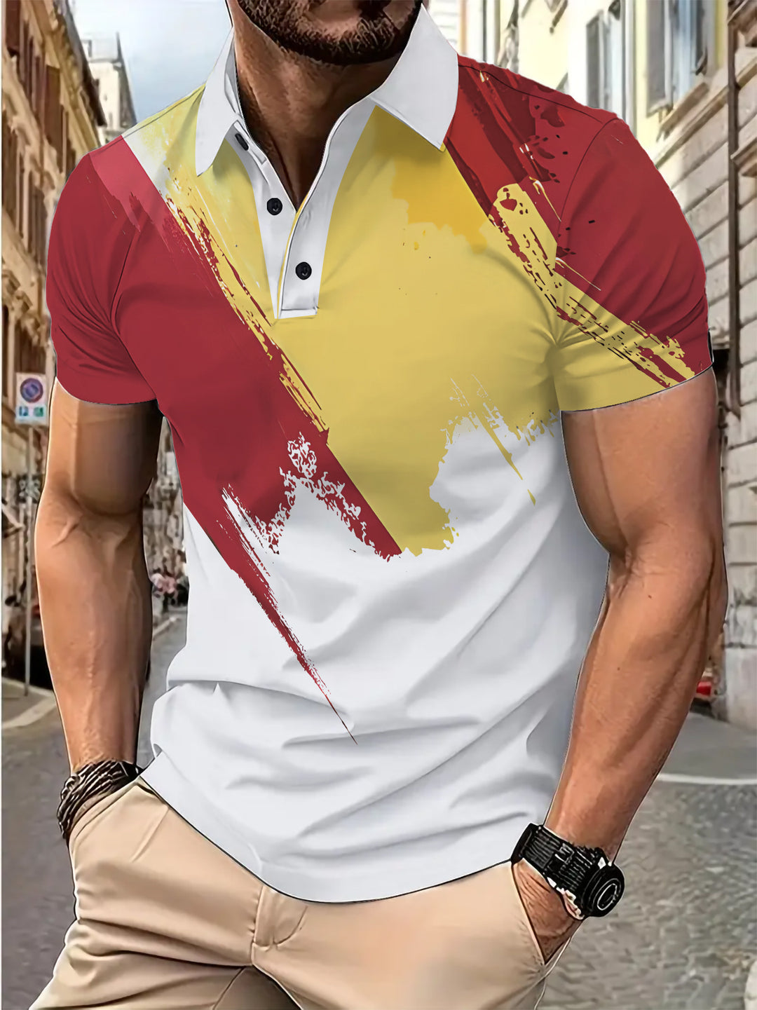 Herren Poloshirt mit modernem Farbdesign Echoarchiv