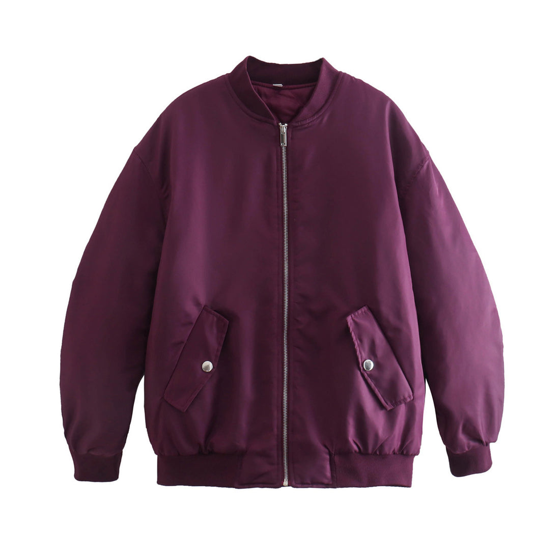 Damen Boxy Bomberjacke im Oversize‑Look mit Reißverschluss und abgeschrägten Pattentaschen Echoarchiv