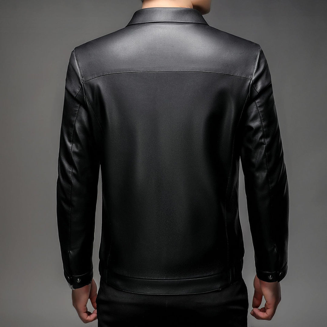 Herren Lederblouson mit wärmendem Fellfutter, Hemdkragen und Reißverschluss Echo Archiv