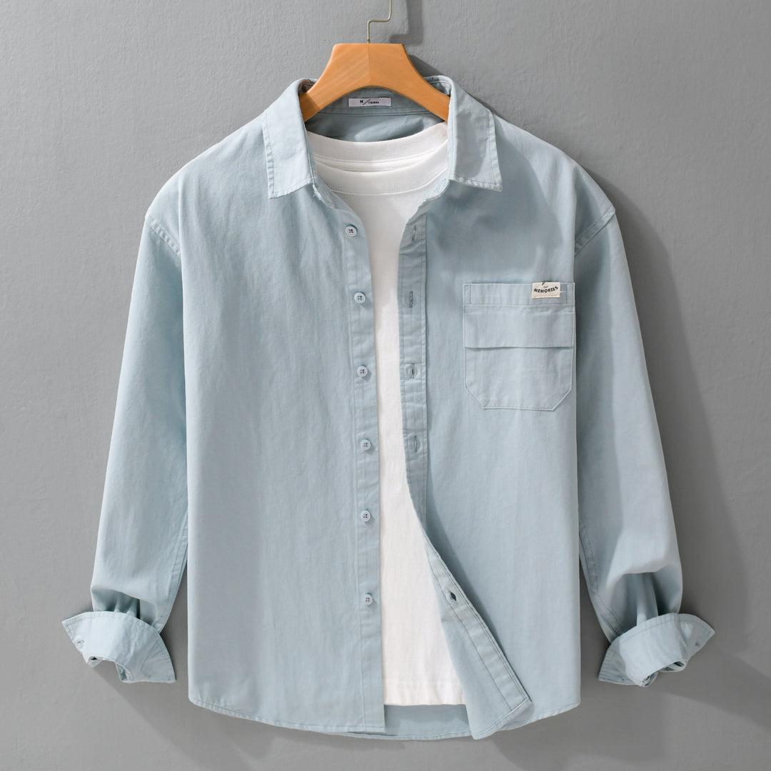 Herren Leichtes Baumwoll-Overshirt mit Kentkragen, Brusttasche und Relaxed-Fit Echoarchiv