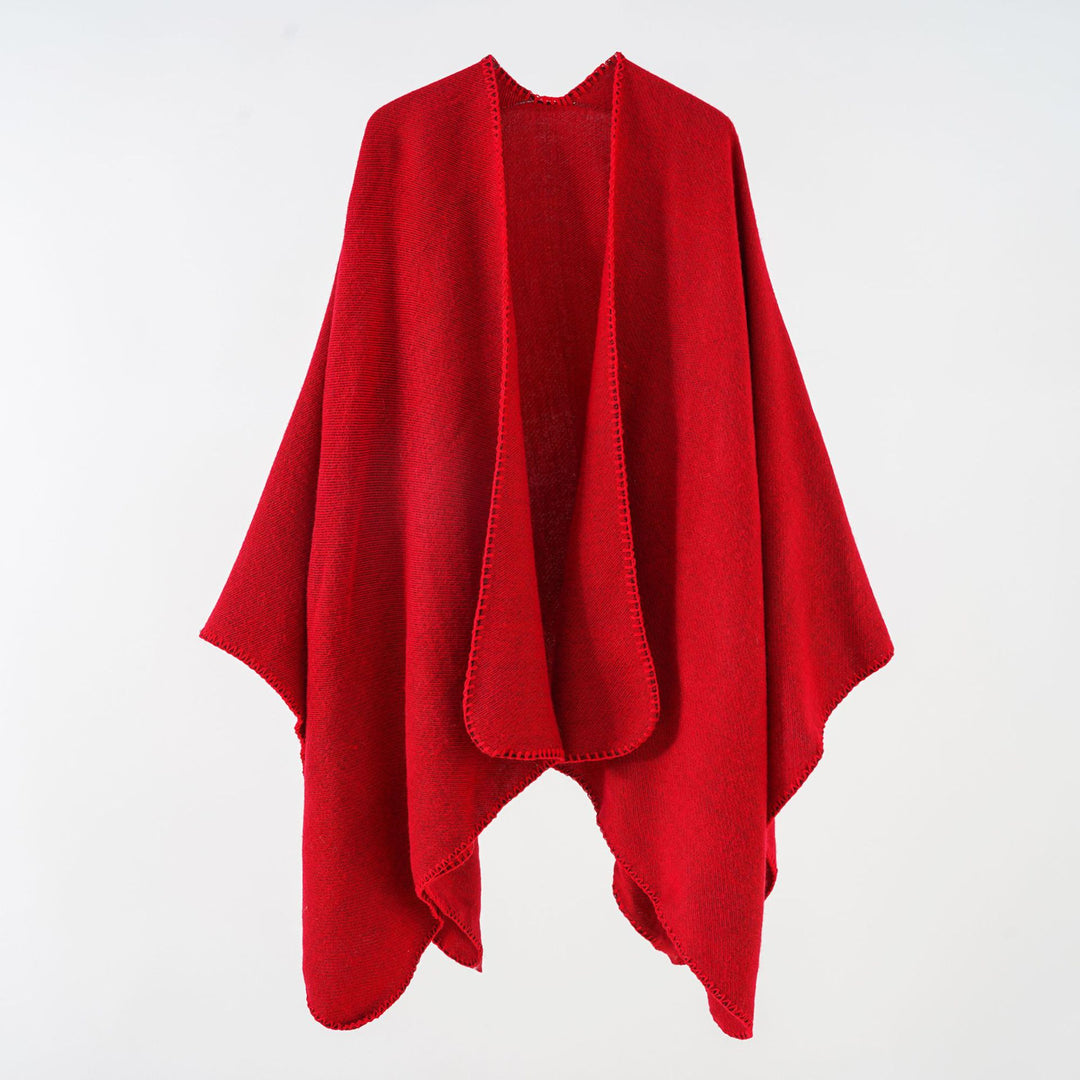 Damen Reversibler Strickponcho mit Zierkettnaht und Oversize-Fall Echo Archiv