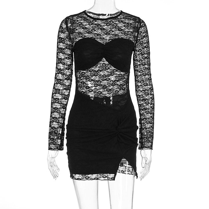Damen Spitzenkleid mit tiefem Ausschnitt und figurbetontem Schnitt Echo Archiv