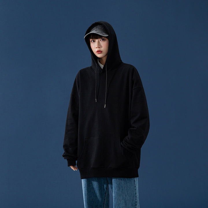 Damen Oversize-Kapuzenpullover mit Kängurutasche, tiefem Schulterfall und verstellbarer Kordel Echoarchiv