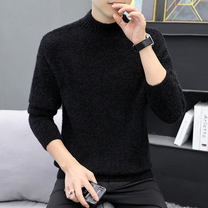 Herren Melierter Bouclé-Mockneck-Pullover mit Thermo-Feinstrick und gerippten Abschlüssen Echo Archiv