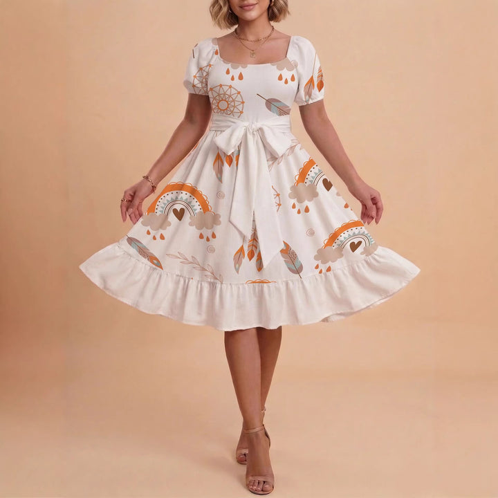 Damen Verspieltes Maxikleid mit Bärenmuster und taillierbarem Band Echo Archiv