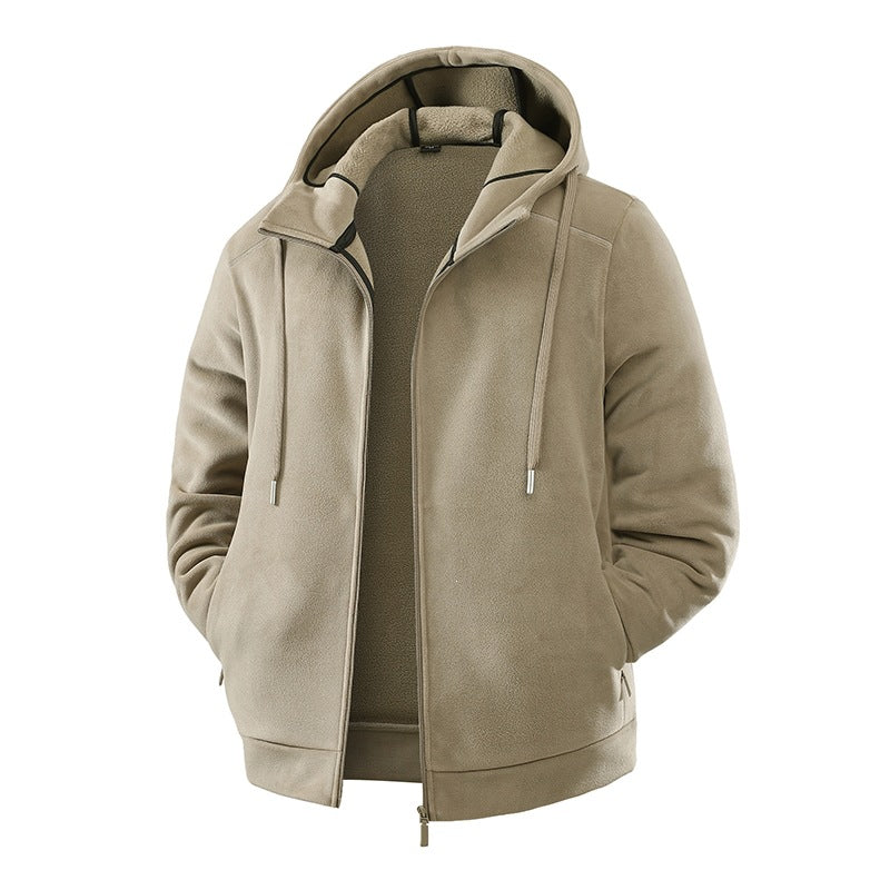 Herren Fleece-Softshell Hybridkapuzenjacke mit Teddy-Innenfutter & verstellbarer Kapuze Echoarchiv