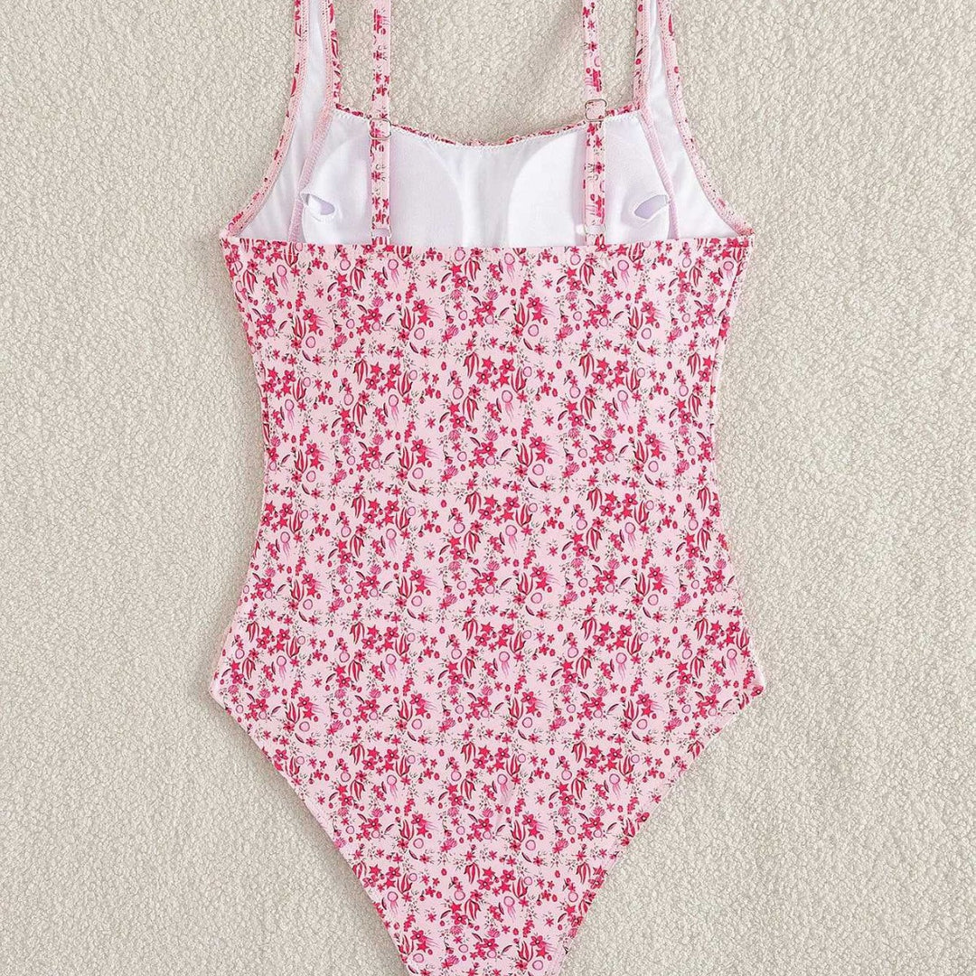 Damen Einteiliger Badeanzug mit floralem Rüschendesign Echo Archiv