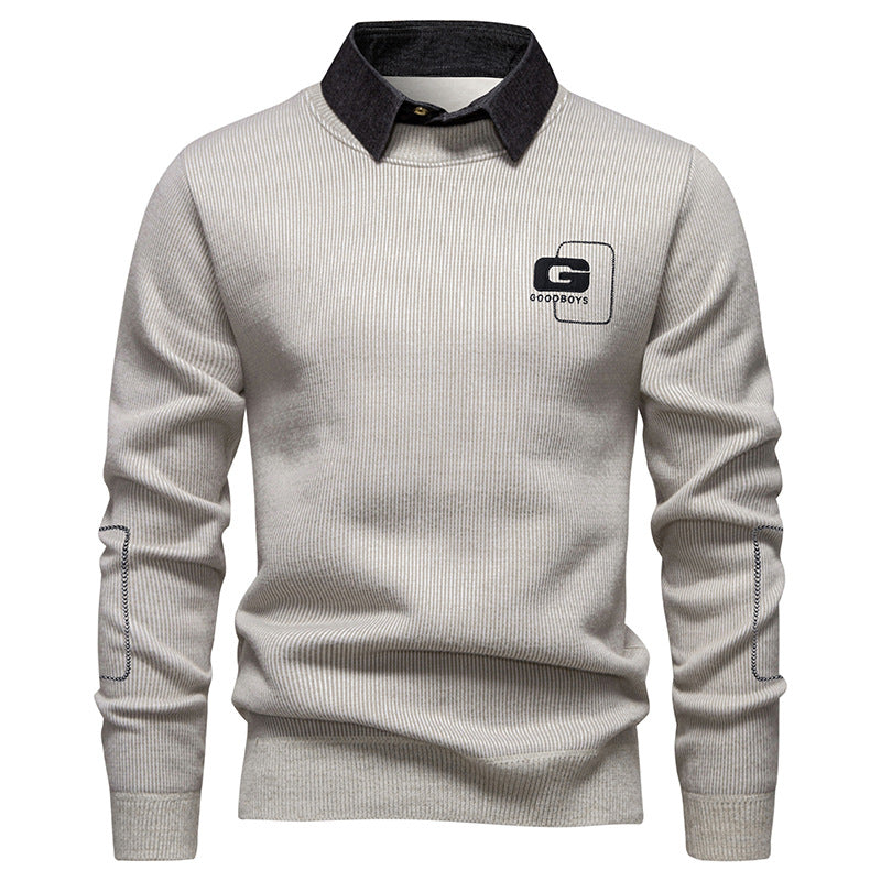 Herren eleganter Pullover mit Kragen und feinem Strickmuster Echoarchiv