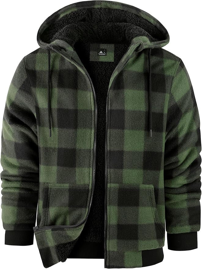 Herren gefütterte Flanelljacke mit urbanem Karomuster Echoarchiv