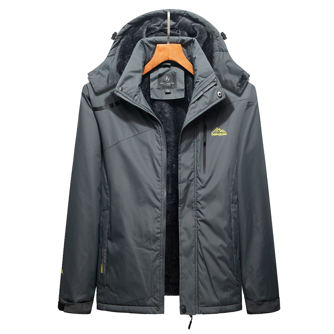 Herren Wasserabweisender Outdoorparka mit Teddyfutter, abnehmbarer Kapuze und Reißverschlusstaschen – Taviero