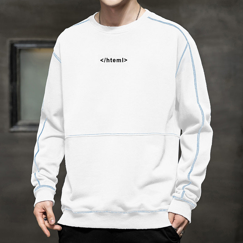 Herren lockeres Oversize‑Sweatshirt mit Kontrastnähten und Code‑Print Echoarchiv