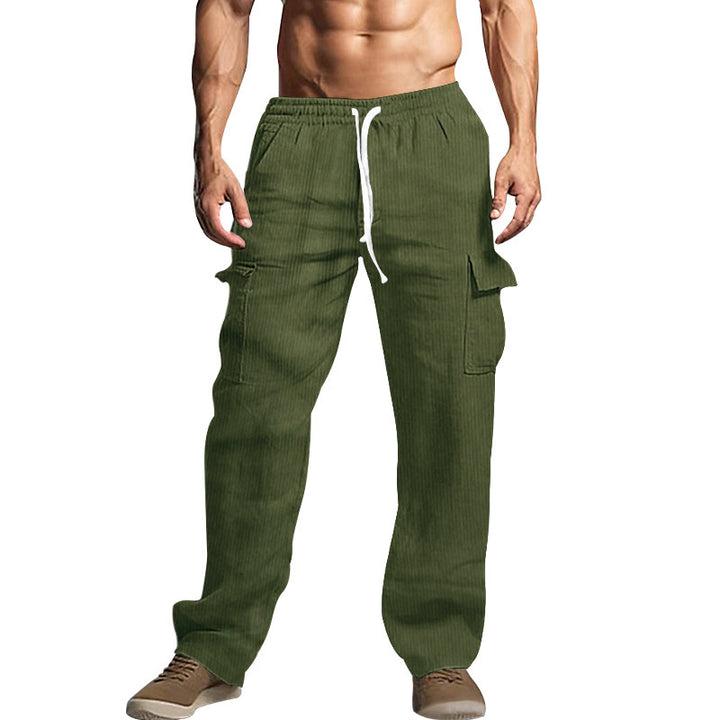 Herren Cord-Cargo-Hose mit elastischem Bund, Kordelzug & aufgesetzten Klappentaschen – Bravaro