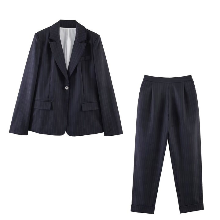 Damen Nadelstreifen-Blazer mit Taillierungsnähten und Ein-Knopf-Verschluss Echo Archiv