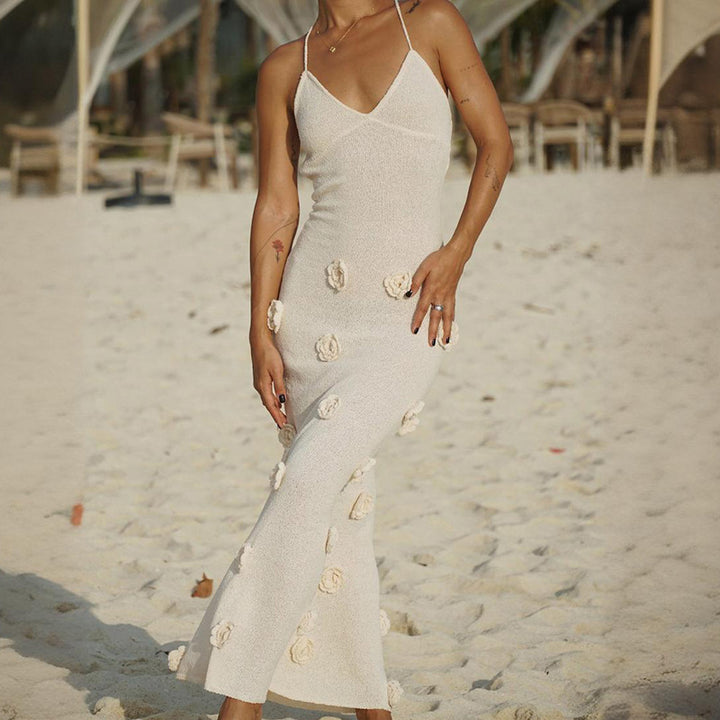 Damen elegantes glitzerndes Maxikleid mit floralen Applikationen Echo Archiv