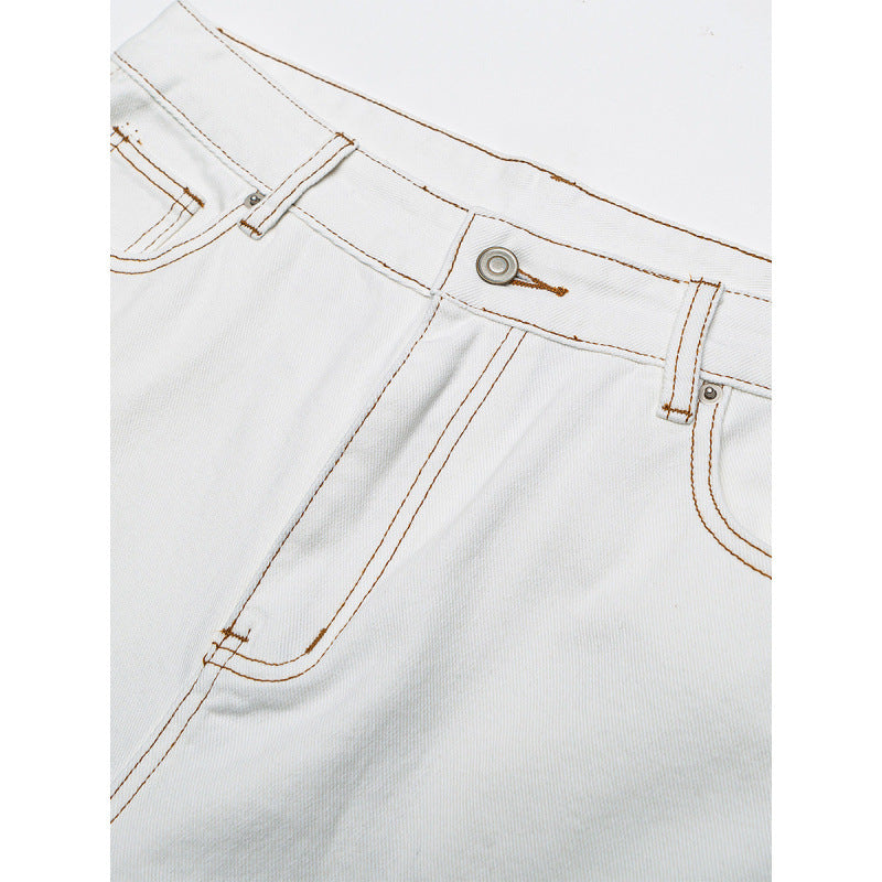 Damen Weite High-Waist Culotte-Jeans mit sichtbaren Kontrastnähten Echo Archiv