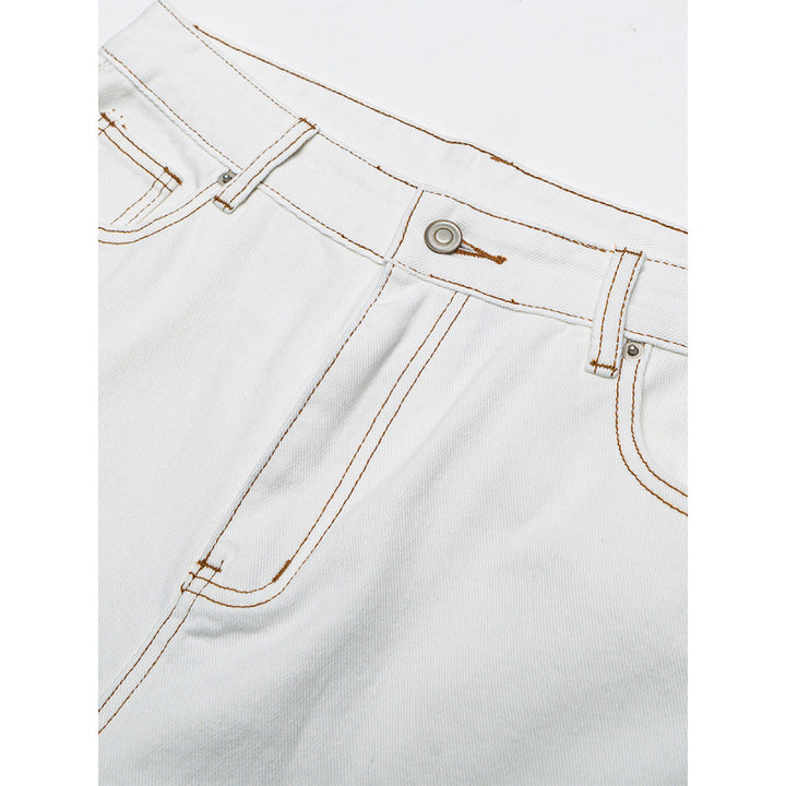 Damen Weite High-Waist Culotte-Jeans mit sichtbaren Kontrastnähten Echo Archiv