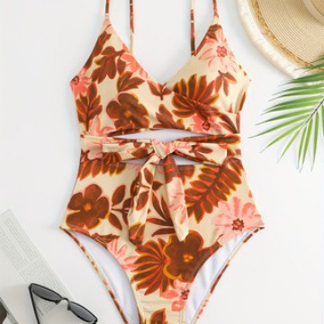Damen Eleganter Blumenmuster Einteiler Badeanzug Echo Archiv