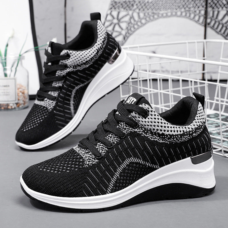 Damen nan gestrickter Keil-Sneaker mit atmungsaktivem Strick-Obermaterial, gepolstertem Komfortfußbett und rutschfester Profilsohle Echo Archiv