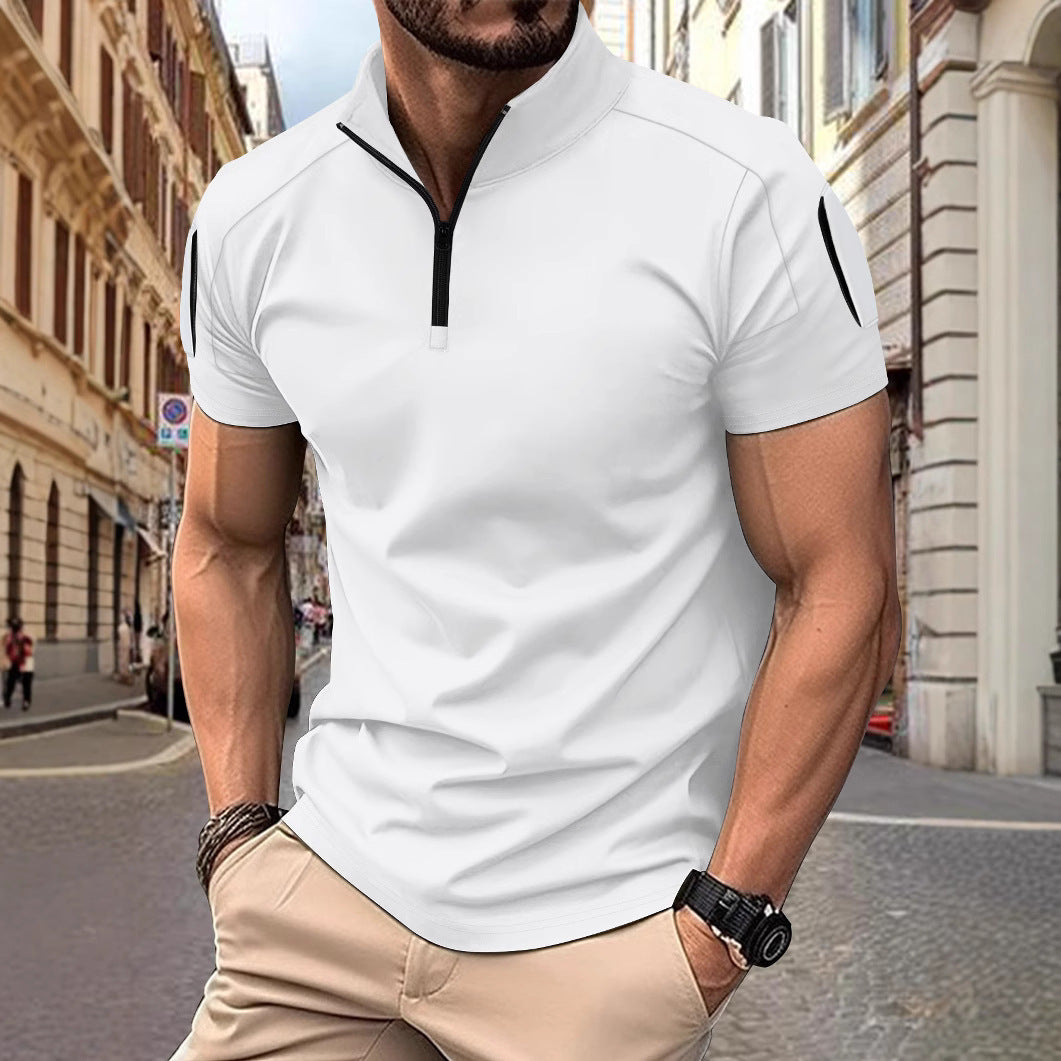 Herren Sportliches Kurzarm-Zip-Hemd Echoarchiv