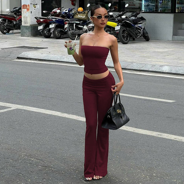 Damen Sportliches Cropped Oberteil mit hoher Taille und weit geschnittenen Hosen Echo Archiv
