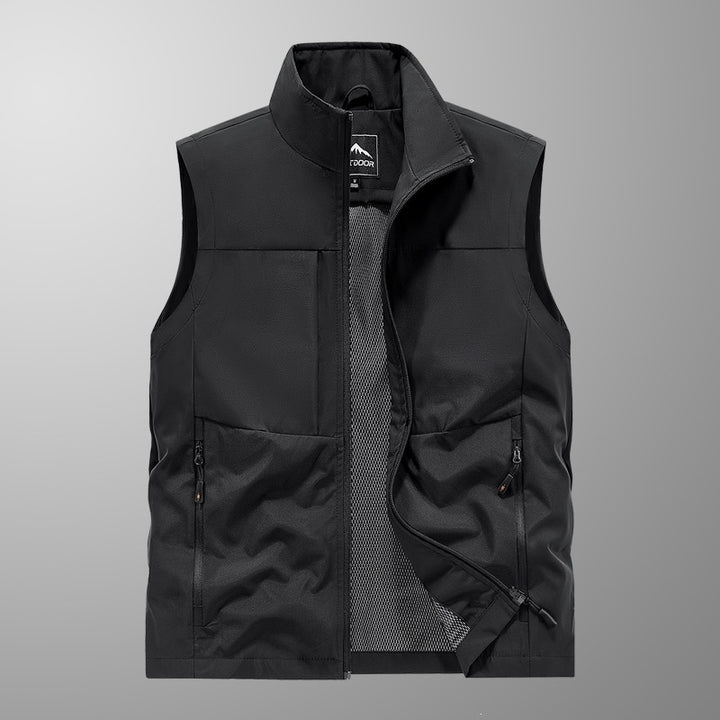 Herren Utility‑Weste mit Multi‑Taschen, Stehkragen & atmungsaktivem Mesh‑Futter Echoarchiv