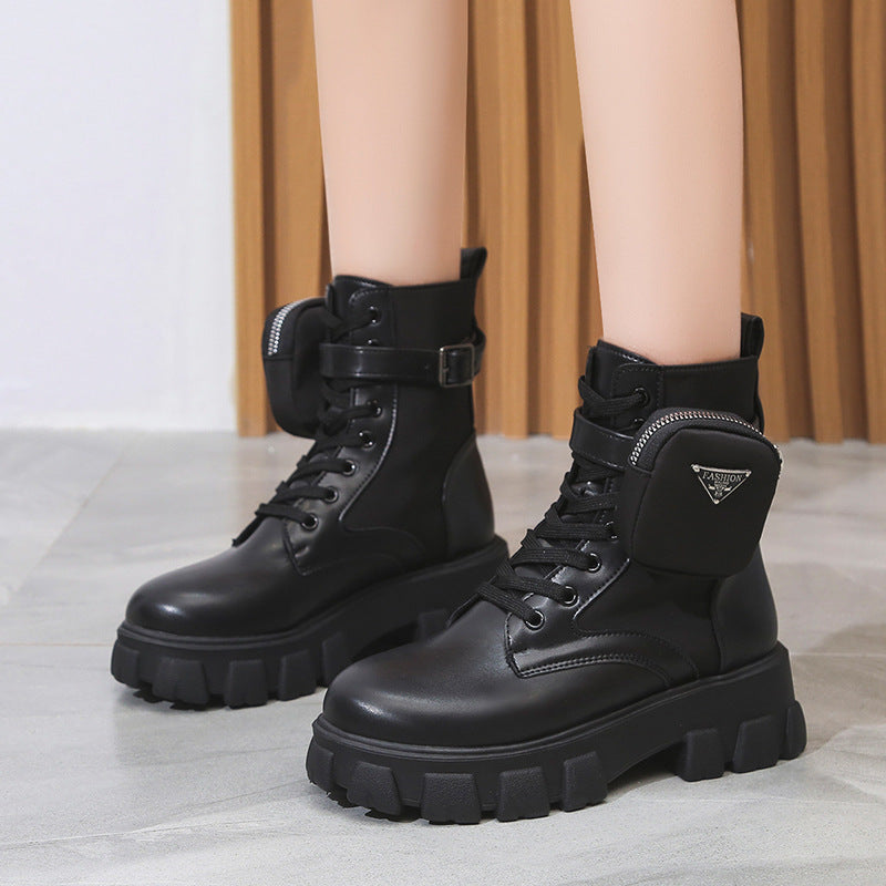 Damen Chunky Boots mit praktischem Seitentaschen-Design Echoarchiv