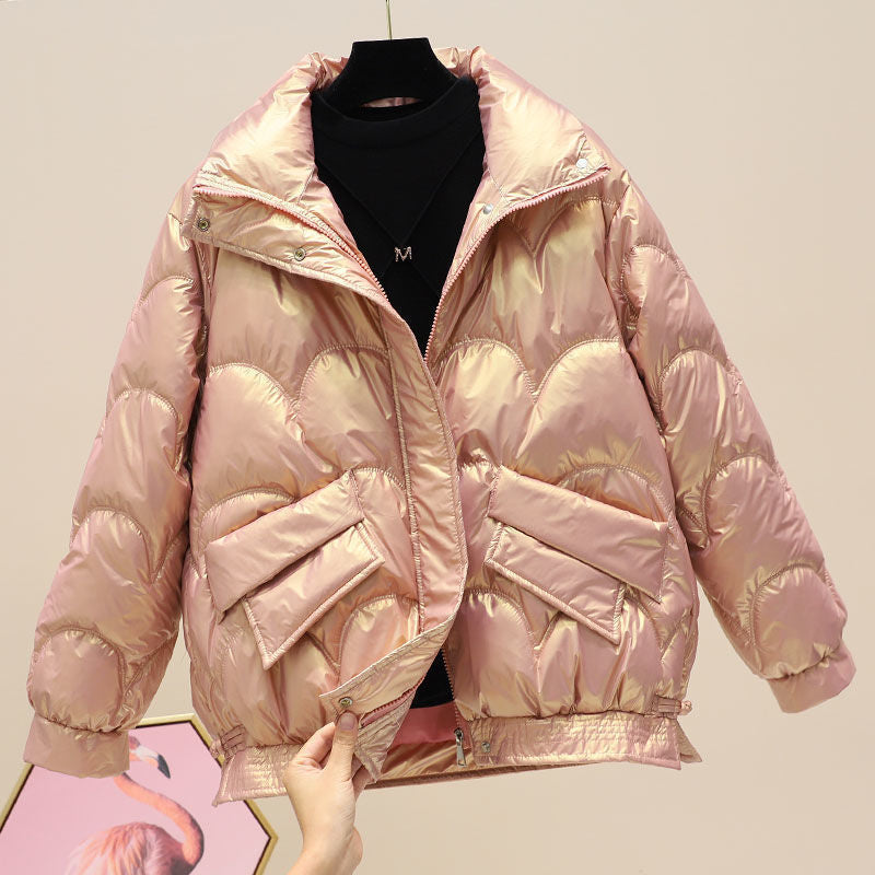 Damen Modische Hochglanz Steppjacke Echoarchiv