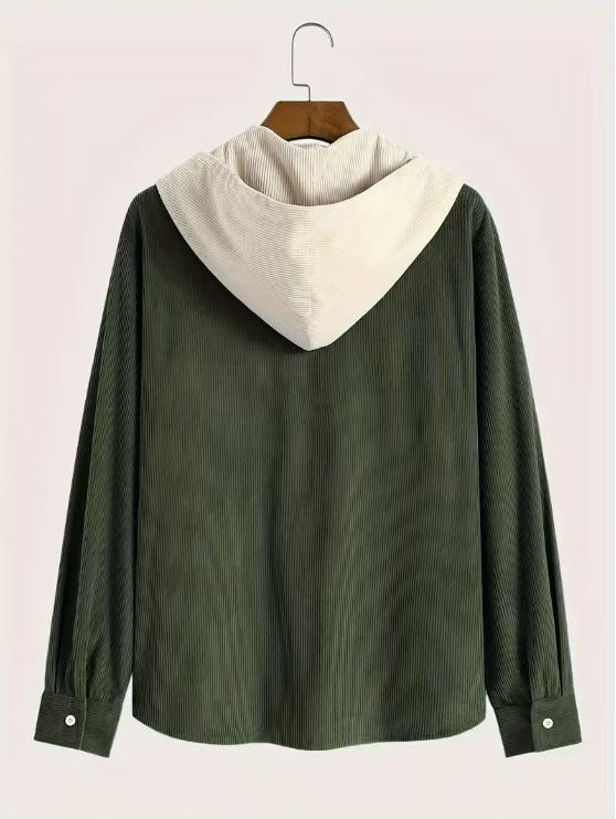 Herren Hemdjacke mit Kapuze und strukturiertem Design Echoarchiv