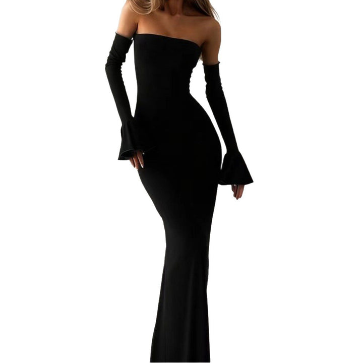 Damen Körperbetontes Off-Shoulder Abendkleid mit langen Ärmeln und voluminösen Abschlüssen Echo Archiv