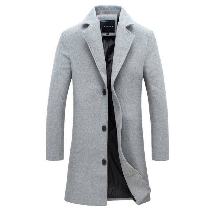 Herren eleganter Wollmantel mit klassischem Schnitt und praktischen Taschen Echoarchiv