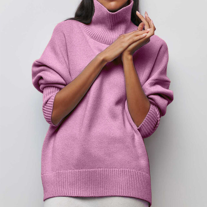 Damen Kuscheliger Oversize Rollkragenpullover mit verdeckten Seitenschlitzen und extra langem Rippbund – Mavelle