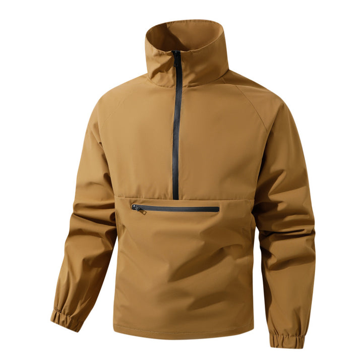 Herren Leichter wasserabweisender Anorak mit Halbzip, hohem Stehkragen & Front-Reißverschlusstasche Echoarchiv