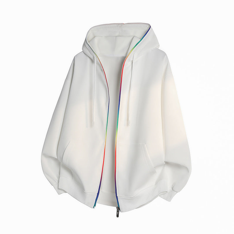 Unisex Oversize-Kapuzenjacke mit Regenbogen-Reißverschluss & Kängurutaschen Echoarchiv