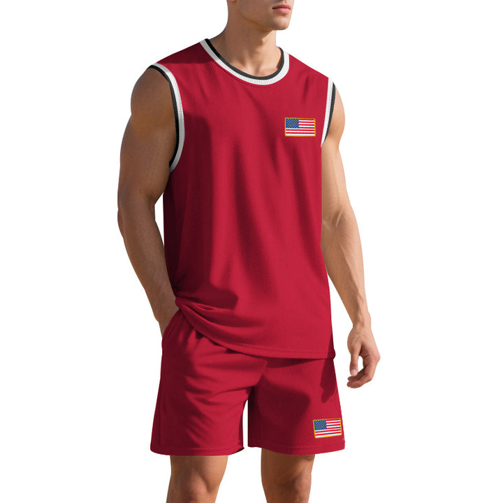 Herren Sportliches Trainingsset mit atmungsaktivem Mesh-Gewebe und modernen Flaggen-Details Echoarchiv