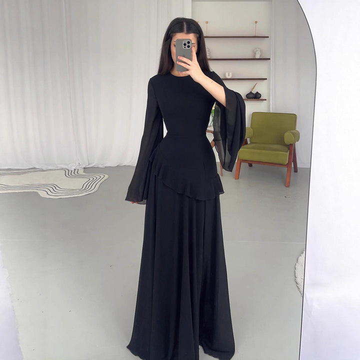 Damen Elegantes Maxikleid mit Rüschendetails und weitem Schnitt Echo Archiv