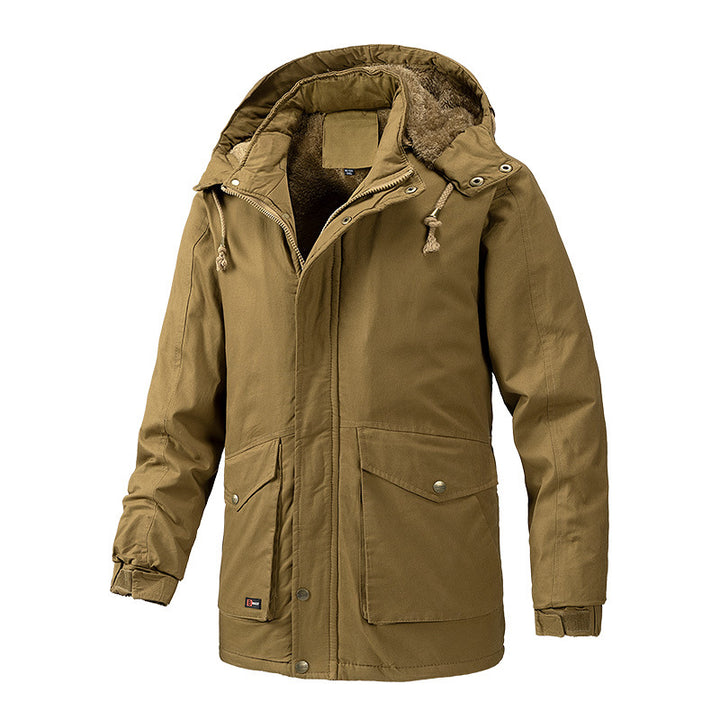 Herren Canvas-Parka mit Sherpa-Innenseite, verlängerter Schnitt und Utility-Ärmeltasche Echoarchiv