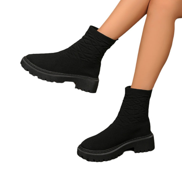 Damen Strick‑Sock‑Boots mit elastischem Schaft und grober Lug‑Sohle Echo Archiv