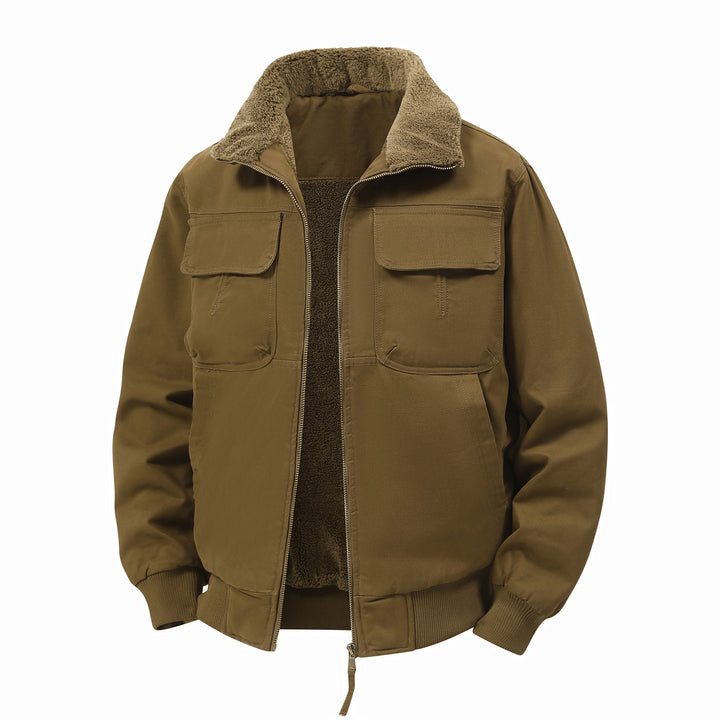 Herren Thermo-Bomberjacke im Fieldstil mit Teddykragen, aufgesetzten Brusttaschen & Reißverschluss Echoarchiv