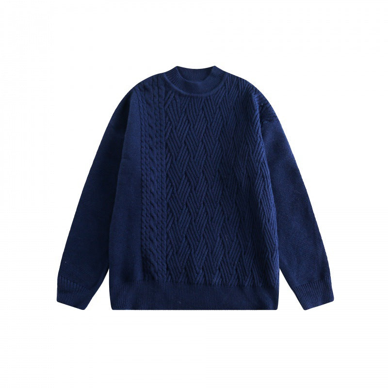 Unisex Oversize-Strickpullover mit asymmetrischem Zopfmuster und Rundhalsausschnitt Echo Archiv