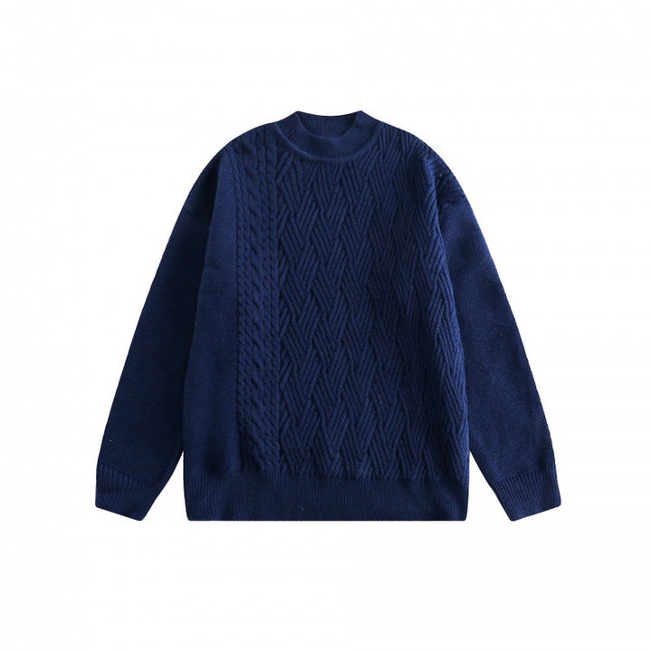 Unisex Oversize-Strickpullover mit asymmetrischem Zopfmuster und Rundhalsausschnitt Echo Archiv