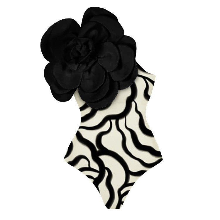 Damen Einteiler Badeanzug mit dekorativem Blumenelement Echo Archiv