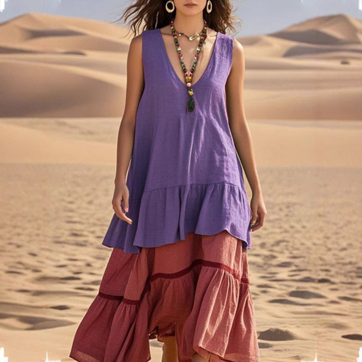 Damen lässiges Maxikleid mit voluminösem Saum Echo Archiv