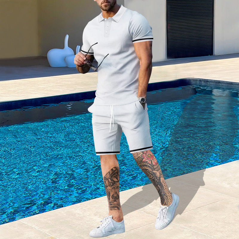 Herren Polo-Shorts-Set mit athletischem Schnitt und kontrastierenden Details Echoarchiv