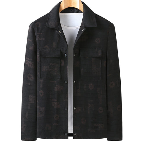 Herren Leichtes strukturiertes Overshirt mit aufgesetzten Pattentaschen und dezentem Allover-Print Echo Archiv
