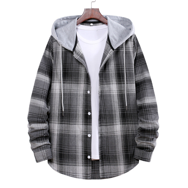 Herren Flanellhemdjacke mit Hood und modernem Karomuster Echoarchiv