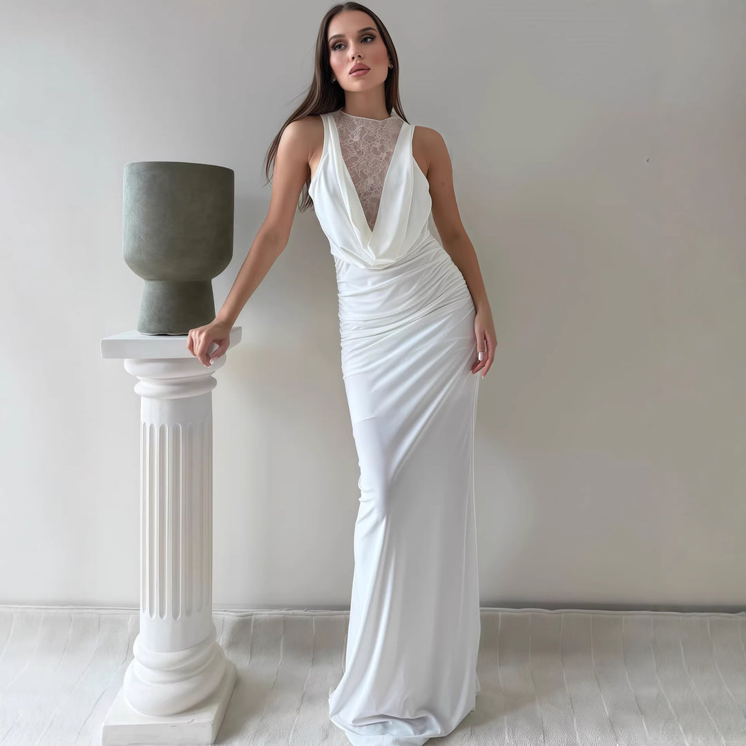 Damen Elegantes Maxikleid mit elegantem Neckholder-Design und raffinierter Spitzenlage Echo Archiv