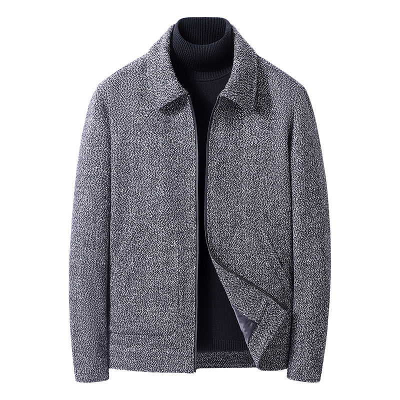 Herren Elegante strukturierte Übergangsjacke mit Hemdkragen und weich gefüttertem Innenfutter – Taviero