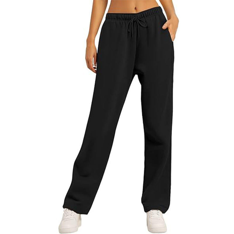 Damen nan hochwertige Relax-Hose mit hoher Taille, geradem Bein und integrierten Eingrifftaschen Echo Archiv