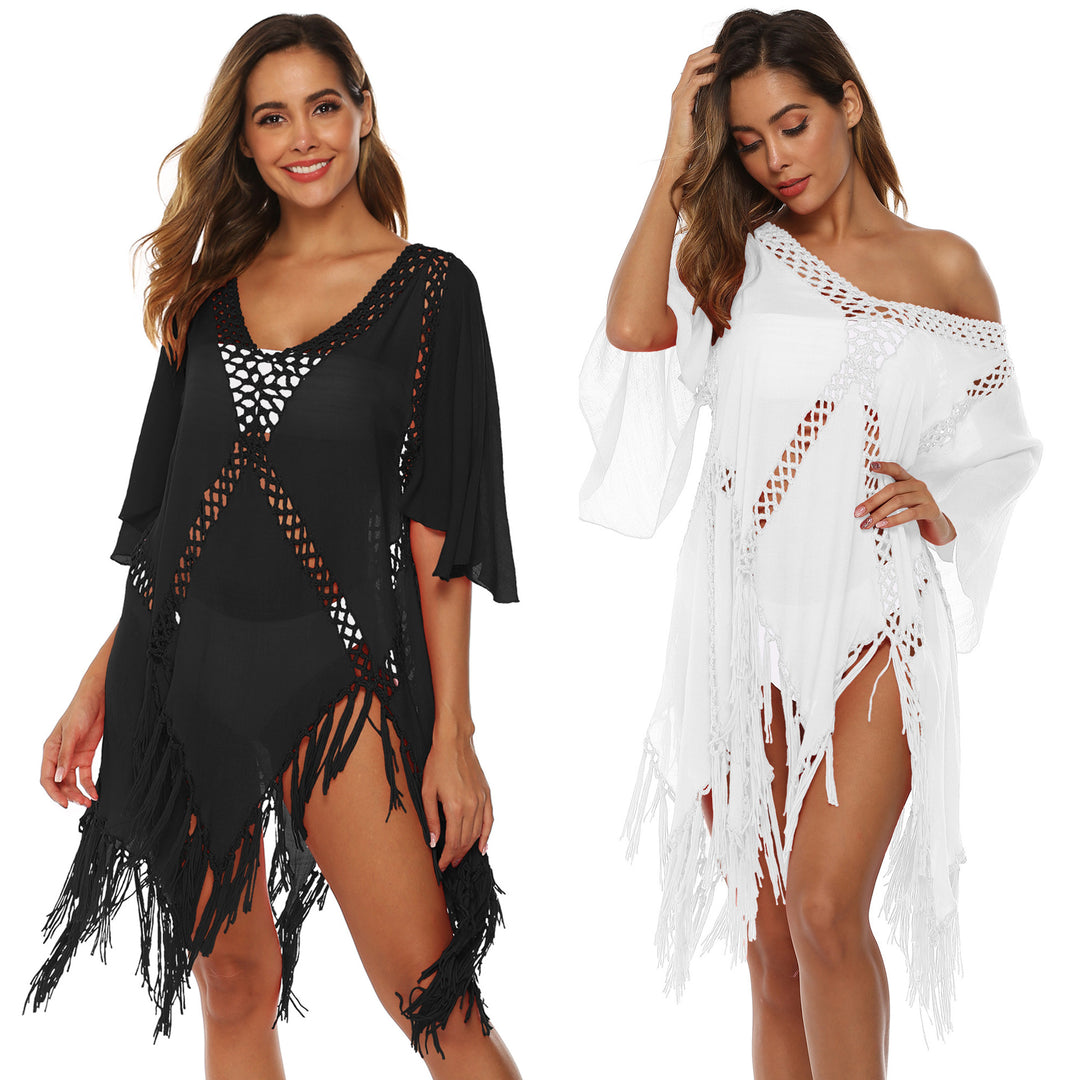 Damen eleganter Häkel-Strandüberwurf mit Fransen Echo Archiv
