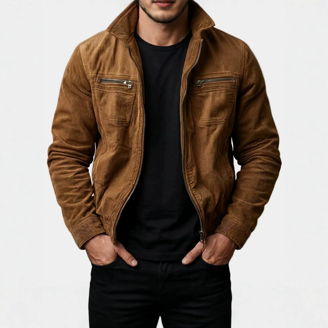 Herren Modische Übergangs-Utility-Jacke mit Reißverschluss – Taviero